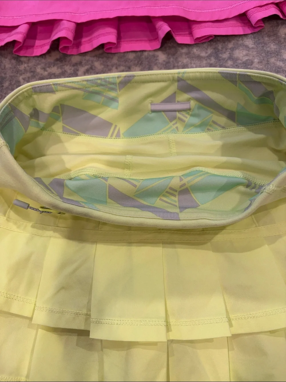 Girls' Ruffled Active Skorts Pink & Neon Yellow (2)